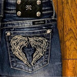 Gorgeous Miss Me Capri Jeans with Embroidered Heart Wing Back Pockets